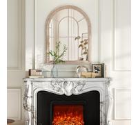 GOPLUS Miroir Fenetre Mural Décoratif avec Cadre Métallique 88 x 69,5 cm, Haute Définition, Miroir Arche Verrière Rétro à Suspendre, Décoration Arqué Vintage pour Chambre Entrée Salon