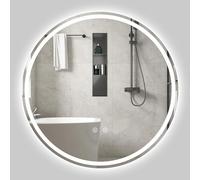 GOPLUS Miroir LED Salle de Bain Rond, Miroir Mural avec Lumière à 3 Couleurs Réglables, Fonction Anti-buée, Mémoire, Minuterie, Interrupteur Tactile (Ø80CM|Circle,Jaune|Blanc Froid|Chaud)