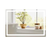GOPLUS Miroir Mural Rectangulaire Anti-buée à intensité Variable, 3 Couleurs LED 3000-6000K, Contrôle Tactile, Fonction mémoire, Affichage de Heure et Température, pour Salle de Bain (60x40cm)