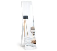 GOPLUS Miroir sur Toute La Longueur, 2 en 1 Psyché Mural ou sur Pied, Miroir Moderne et Simple avec Cadre en Bois Massif, Idéal pour Vestiaire, Chambre ou Salle de Bain, 37x155CM,Blanc