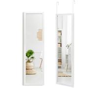 GOPLUS Miroir sur Toute la Longueur au-Dessus de la Porte, 119 cm x 33 cm Miroir Mural sur Toute la Longueur avec Crochets de Suspension pour Porte, Miroir intégral (Blanc)