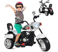 GOPLUS Moto Électrique pour Enfants 6 V à 3 Roues, 2,5-3km-h, Charge 30 KG, Scooter pour Enfants de 3 Ans+, 91x48x64 CM, Blanc