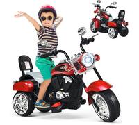 GOPLUS Moto Électrique pour Enfants 6 V à 3 Roues, 2,5-3km-h, Charge 30 KG, Scooter pour Enfants de 3 Ans+, 91x48x64 CM, Rouge