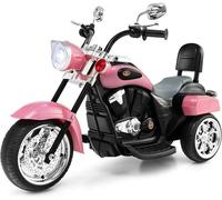 GOPLUS Moto Électrique pour Enfants 6 V à 3 Roues, 2,5-3km-h, Charge 30 KG, Scooter pour Enfants de 3 Ans+, 91x48x64 CM, Rose