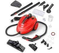 GOPLUS Nettoyeur Vapeur, 16 Accessoires, Pression 4 Bar Puissance 2000W avec Réservoir d'Eau 1,5L, Temps de Chauffe 5-6 Min, Balai Vapeur pour Tapis, Fenêtre, Verre et Rideau (Rouge,16 Accessoires)