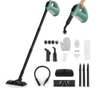 GOPLUS Nettoyeur Vapeur à Main 1400 W, Réservoir 400 ml & Verrouillage de Sécurité, Température 125 °C, Nettoyeur à Vapeur Portable avec 14 Accessoires pour Maison, Voiture (Vert)