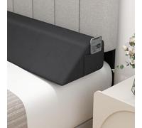 GOPLUS Oreiller Cale Tête de Lit, Coussin de Lecture avec 2 Poches de Rangement, Housse Amovible et Lavable Trapézoïdal pour Combler l'espace Entre Matelas et Tête Lit(137x25CM-Lit Full,Gris)