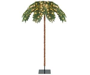 GOPLUS Palmier Artificiel Lumineux 180 cm avec 813 Branches PVC et 250 LED, Arbre de Noël à Charnière Réaliste, Arbre de Célébration de Festival Illuminé pour Maison, Bureau, École