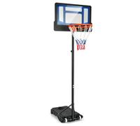 GOPLUS Panier de Basket Exterieur sur Pieds, Mobile avec Roulette, Hauteur Réglable de 1,50 à 2,50m, Panneau en PE, Base Stable Remplissable d’Eau ou de Sable, Idéal pour Intérieur et Extérieur (Bleu)