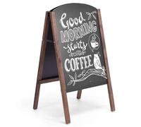 GOPLUS Panneau Publicitaire Extérieur, Tableau Noir, Porte-affiche Sur Pied en Bois, Essuyage et Pliable, Pour Publicité Promotion Restaurant Cafétéria Bar Bistrot, 45 x 41 x 80cm