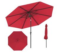 GOPLUS Parasol de Jardin Exterieur 3M, Grand Parasol Inclinable de 25° avec Manivelle, 8 Baleines Renforcés, Anti-UV, pour Terrasse Plage Balcon Patio, sans Base (Rouge)