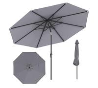 GOPLUS Parasol de Jardin Exterieur 3M, Grand Parasol Inclinable de 25° avec Manivelle, 8 Baleines Renforcés, Anti-UV, pour Terrasse Plage Balcon Patio, sans Base (Gris)