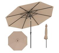 GOPLUS Parasol de Jardin Exterieur 3M, Grand Parasol Inclinable de 25° avec Manivelle, 8 Baleines Renforcés, Anti-UV, pour Terrasse Plage Balcon Patio, sans Base (Marron)