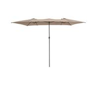 GOPLUS Parasol de Jardin Exterieur 4,3X2,6M, Parasol Double en Tissu avec Revêtement, avec 10 Nervures, Protection Solaire, Grand Parasol pour Terrasse Marché Fête Plage, Base Non Incluse (Brun)