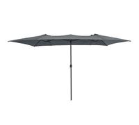 GOPLUS Parasol de Jardin Exterieur 4,3X2,6M, Parasol Double en Tissu avec Revêtement, avec 10 Nervures, Protection Solaire, Grand Parasol pour Terrasse Marché Fête Plage, Base Non Incluse (Gris)