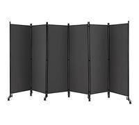 GOPLUS Paravent Pliable 6 Panneaux avec Roues, Brise Vue Intérieure et Extérieure avec Support en Métal,Paravent de Chambre Retractable 334,5x172CM, pour Salon, Chambre, Hôpital(Gris)