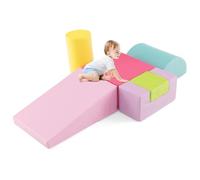 GOPLUS Parcours Motricité Bébé 6 PCS, Module Motricité Bébé en Mousse, Jouets Éducatifs Intérieur avec Housse en PU et Remplissage en EPE, Idéal pour Enfants d'Âge Préscolaire à Grimper et Ramper