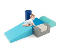 GOPLUS Parcours Motricité Bébé 6 PCS, Module Motricité Bébé en Mousse, Jouets Éducatifs Intérieur avec Housse en PU et Remplissage en EPE, Idéal pour Enfants d'Âge Préscolaire à Grimper et Ramper