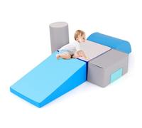 GOPLUS Parcours Motricité Bébé 6 PCS, Module Motricité Bébé en Mousse, Jouets Éducatifs Intérieur avec Housse en PU et Remplissage en EPE, Idéal pour Enfants d'Âge Préscolaire à Grimper et Ramper