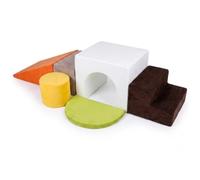 GOPLUS Parcours Motricité Bébé 6PCS, Blocs Mousse Modulables en Velours avec Toboggan et Arche, Housses Amovibles Lavables, Jouets Montessori d’Escalade Éducatifs Empilables pour Enfant 3 Ans+ (Blanc)