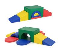 GOPLUS Parcours Motricité Bébé 8 Pièces pour Grimper, Module Motricité Bébé Housse Amovible et Lavable, Attache Auto-agrippante, Toboggan Interieur Enfant en Mousse, Idéal Enfant 3Ans+(Couleur Claire)
