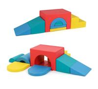 GOPLUS Parcours Motricité Bébé 8 Pièces pour Grimper, Module Motricité Bébé Housse Amovible et Lavable, Attache Auto-agrippante, Toboggan Interieur Enfant en Mousse, Idéal Enfant 3 Ans+ (Couleur Fond)