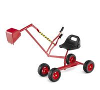 GOPLUS Pelleteuse Enfant, Jouet à Excavatrice Manuelle avec Siège Pivotant à 360°, 2 Bras et 4 Roues Antidérapantes, Poignée en Caoutchouc, pour Sable, Terre, Neige (Rouge)