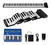 GOPLUS Piano à 88 Touches Enroulable, Piano Numérique Pliable & Portable avec 128 Sons, 128 Rythmes, 14 Démos, Interface MP3/USB/MIDI, Connexion sans Fil, Pédale de Sustain, pour Débutants