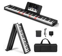 GOPLUS Piano Numérique 88 Touches Lumineuses avec Pédale de Sustain, Pupitre de Partition, Clavier de Piano Électronique Pliable, Conception de Double Clavier, Interface MP3/USB/MIDI (Noir)