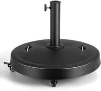 GOPLUS Pied de Parasol sur roulettes 23KG, Support de Parasol Ronde en Résine avec Poignées, Convient au Parasol 38/48mm, Base de Parasol Lestée pour Jardin, Patio, Terrasse, Cour