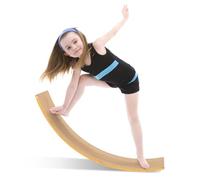 GOPLUS Planche Equilibre Montessori Enfants, Arche d'équilibre Enfant Bambou, Charge 150 kg, Cheval à Bascul 90x30x16,5CM