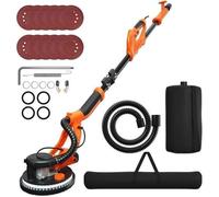 GOPLUS Ponceuse Girafe 750W pour Mur et Plafond-12 Disques Abrasifs Ø225MM-6 Vitesses à 1500RPM-80 Lumières LED-Manche Télescopique