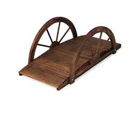 GOPLUS Pont de Jardin en Bois de Sapin Carbonisé, 100x50x40CM | Passerelle de Jardin avec Clôtures de Sécurité en Forme de Roue, Pont en Arc, Finition Teintée, Décoration de Paysage