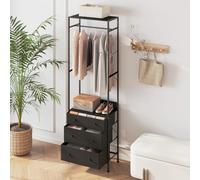 GOPLUS Portant à Vêtements avec Tiroirs et Etagères, Porte Manteau Vestiaire en Métal, Penderie Style Industriel pour l’Entrée, Chambre, Dressing 55x28x176cm (Noir)