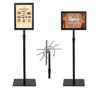 GOPLUS Porte Affiche A3/A4 sur Pied en Aluminium,Panneaux d'Affiche Rotation 360°&Hauteur Réglable, Présentoir sur Pied pour Mariage, Musée, Fête (Noir,2PCS| A4-Pied Carré)