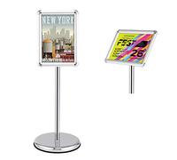 GOPLUS Porte Affiche A3/A4 sur Pied en Aluminium,Panneaux d'Affiche Rotation 360°&Hauteur Réglable, Présentoir sur Pied pour Mariage, Musée, Fête (Argent, A4)