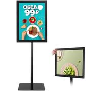 GOPLUS Porte Affiche A3/A4 sur Pied en Aluminium,Panneaux d'Affiche Rotation 360°&Hauteur Réglable, Présentoir sur Pied pour Mariage, Musée, Fête (Noir, A3-Pied Carré)