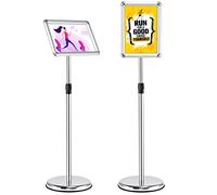 GOPLUS Porte Affiche A3/A4 sur Pied en Aluminium,Panneaux d'Affiche Rotation 360°&Hauteur Réglable, Présentoir sur Pied pour Mariage, Musée, Fête (Argent,2PCS| A4-Pied Rond)