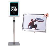 GOPLUS Porte Affiche A3/A4 sur Pied en Aluminium,Panneaux d'Affiche Rotation 360°&Hauteur Réglable, Présentoir sur Pied pour Mariage, Musée, Fête (Argent,2PCS| A4-Pied Carré)