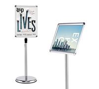 GOPLUS Porte Affiche A3/A4 sur Pied en Aluminium,Panneaux d'Affiche Rotation 360°&Hauteur Réglable, Présentoir sur Pied pour Mariage, Musée, Fête (Argent, A3)