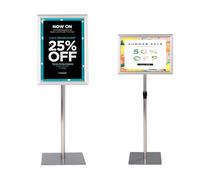 GOPLUS Porte Affiche A3/A4 sur Pied en Aluminium,Panneaux d'Affiche Rotation 360°&Hauteur Réglable, Présentoir sur Pied pour Mariage, Musée, Fête (Argent,2PCS| A3-Pied Carré)