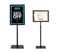 GOPLUS Porte Affiche A3/A4 sur Pied en Aluminium,Panneaux d'Affiche Rotation 360°&Hauteur Réglable, Présentoir sur Pied pour Mariage, Musée, Fête (Noir,2PCS| A3-Pied Carré)