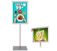 GOPLUS Porte-affiche A3 sur Pied en Aluminium, Panneaux d’Affichage Rotation à 360°, Hauteur Réglable 78,5-123CM, Base en Métal, Affiche Remplaçable pour Promotion/Mariage/Publicité/Menu (Gris, A3)