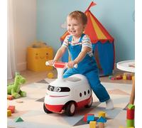 GOPLUS Porteur Enfant 1,5-3 Ans en Forme du Train, Voiture Bebe avec Son du Train, Espace de Rangement Caché et 4 roulettes, Porteur Charge 15 KG pour Garçons & Filles (Blanc)