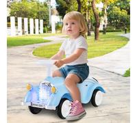 GOPLUS Porteur Enfant 1,5-3 Ans, Pousse Pousse Bebe sans Pédales avec Volant,Klaxon,Lumières LED, Rangement sous Siège 4 Roues Lisses, Jouet Voiture Rétro pour Garçons&Filles, Charge 15KG (Bleu)