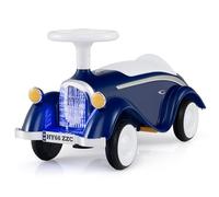 GOPLUS Porteur Enfant 1,5-3 Ans, Pousse Pousse Bebe sans Pédales avec Volant,Klaxon,Lumières LED, Rangement sous Siège 4 Roues Lisses, Jouet Voiture Rétro pour Garçons&Filles, Charge 15KG (Bleu foncé)