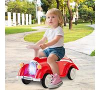 GOPLUS Porteur Enfant 1,5-3 Ans, Pousse Pousse Bebe sans Pédales avec Volant,Klaxon,Lumières LED, Rangement sous Siège 4 Roues Lisses, Jouet Voiture Rétro pour Garçons&Filles, Charge 15KG (Rouge)