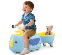 GOPLUS Porteur Enfant 1 an + avec Remorque Amovible, Voiture Bebe avec Lumières LED, Musique, Poignées et 6 roulettes Universelles,Jouet Porteur en Forme Pingouin,Charge 25 KG (Bleu)