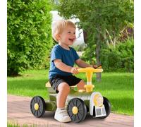 GOPLUS Porteur Enfants, Voiture à Pousser Theme Train, Volant, Klaxon et Bruit de Moteur, Rangement Siège, Voiture Pousser Jouet pour Bebe 1,5-3 Ans, Charge 15KG, 61 x 30 x 38 cm (Vert)