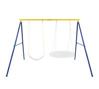 GOPLUS Portique Balançoire Exterieur, Cadre Support de Nid d’Oiseaux pour Adulte et Enfant,Portique Balancoire 2 Places Charge 300KG(Jaune,sans Balançoire)